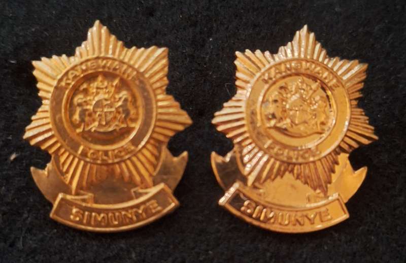 EX HOMELAND - KANGWANE POLICE GILDING COLLAR BADGES