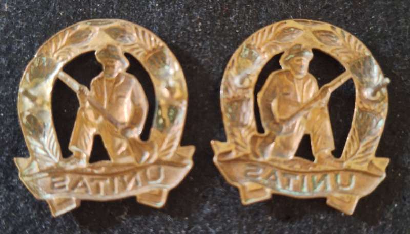 SADF - GILDING COMMANDO (UNITAS) COLLAR BADGES - PINS INTACT