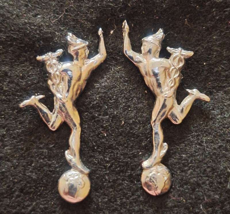 SADF FULL SIZE SIGNALS CORPS COLLAR BADGES - PINS  INTACT