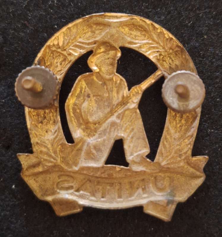 SADF GILDING COMMANDO UNIT CAP BADGE - SCREWS / INTACT