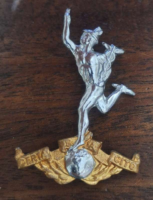 SADF SIGNAL CORPS CAP BADGE - SHORTENED SCREWS INTACT