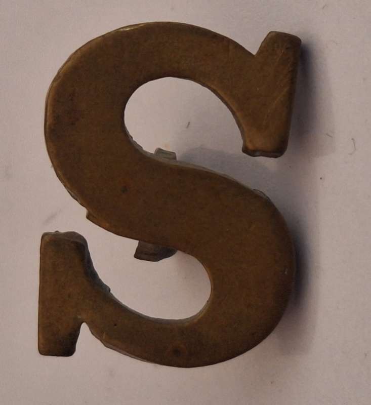 S BRASS SHOULDER TITLE LETTER - D LUG INTACT