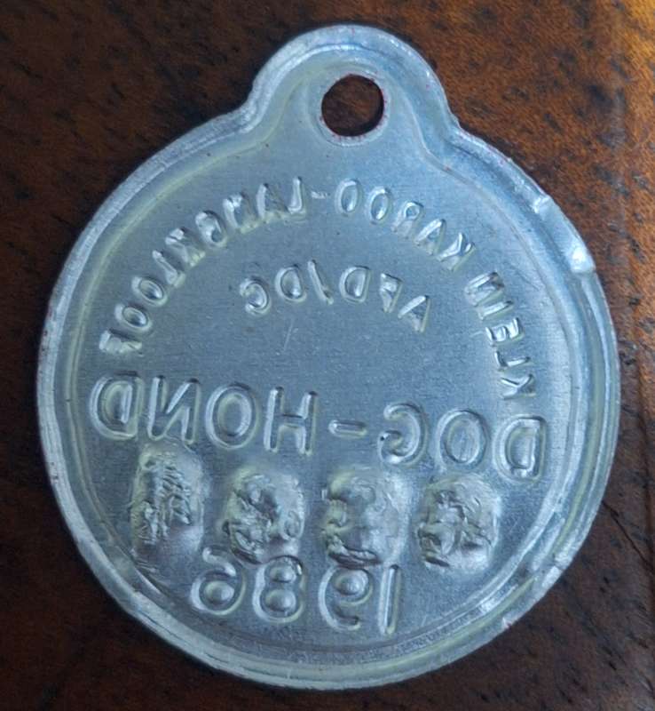 VINTAGE 1986 DOG LICENCE - LANGKLOOF