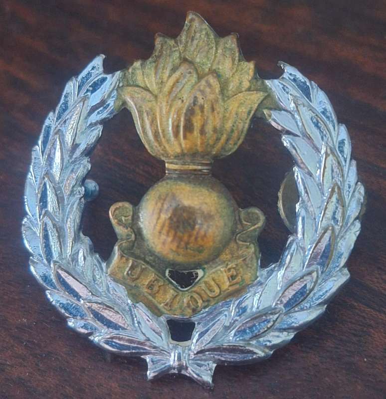 SADF ENGINEERS CAP BADGE - SCREWS INTACT