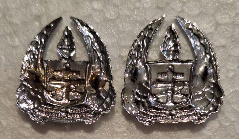 SADF - ARMY GYMNASIUM COLLAR BADGE PAIR - PINS INTACT