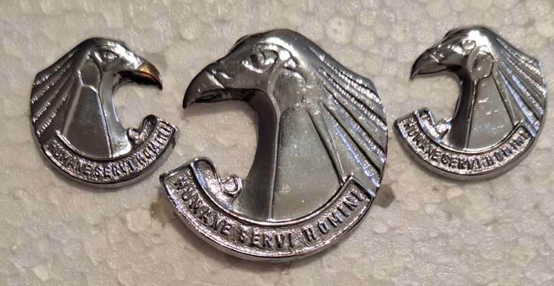 SADF - PERS SERVICES CAP AND COLLAR BADGES SET - LUGS AND PINS INTACT