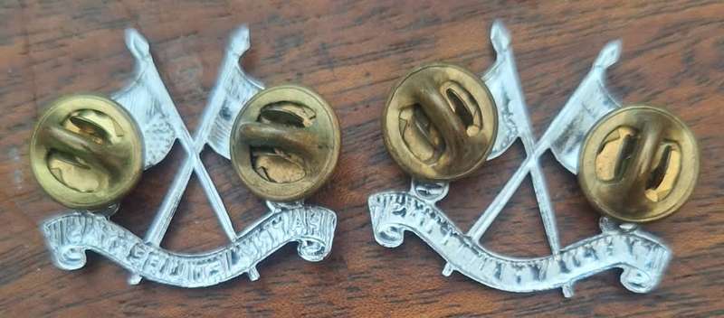 SA LIGHT HORSE CROME COLLAR BADGE PAIR - PINS INTACT