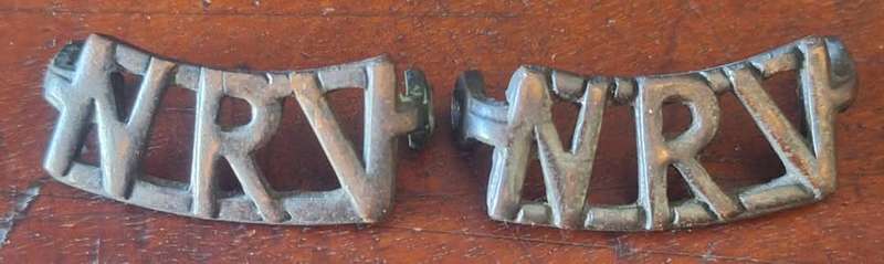 WW2 ERA - NATIONAL RESERVE VOLUNTEER SHOULDER TITLE PAIR - LUGS INTACT