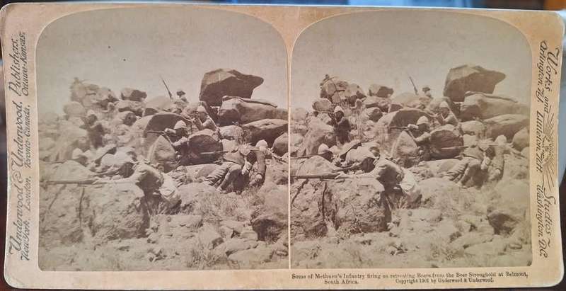 BOER WAR ERA - UNDERWOOD & UNDERWOOD STEREOSCOPE CARD (METHUENS INFANTRY)