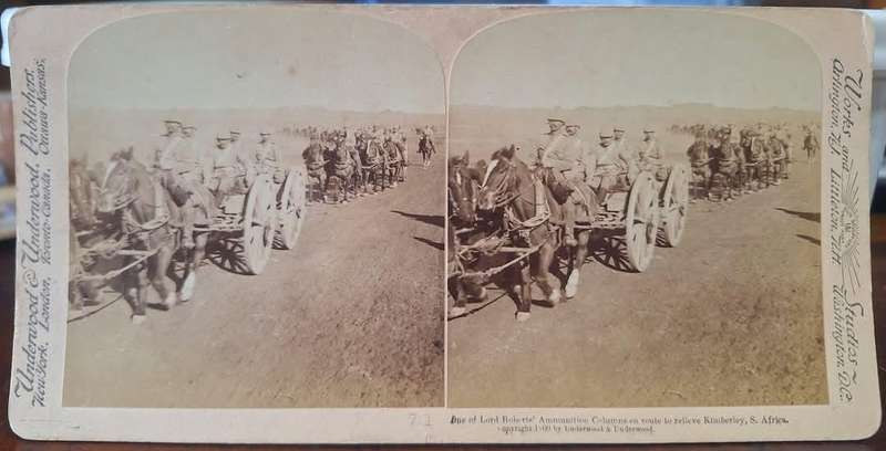 BOER WAR ERA - UNDERWOOD & UNDERWOOD STEREOSCOPE CARD (ROBERTS' AMMUNITION COLUMNS)