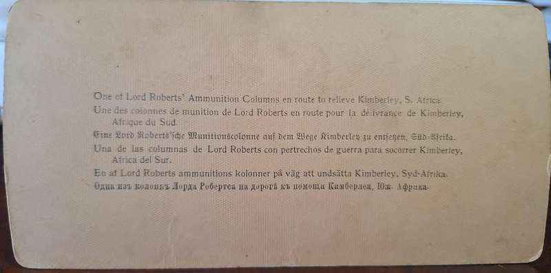 BOER WAR ERA - UNDERWOOD & UNDERWOOD STEREOSCOPE CARD (ROBERTS' AMMUNITION COLUMNS)