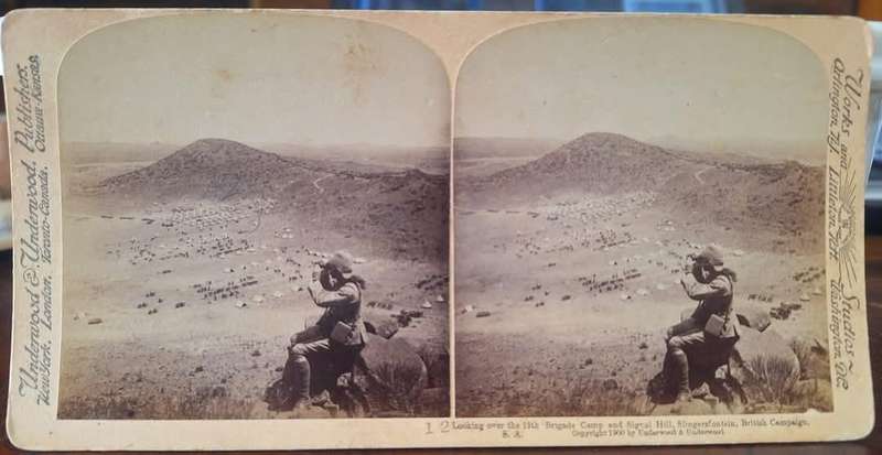 BOER WAR ERA - UNDERWOOD & UNDERWOOD STEREOSCOPE CARD (12th BRIGADE CAMP)