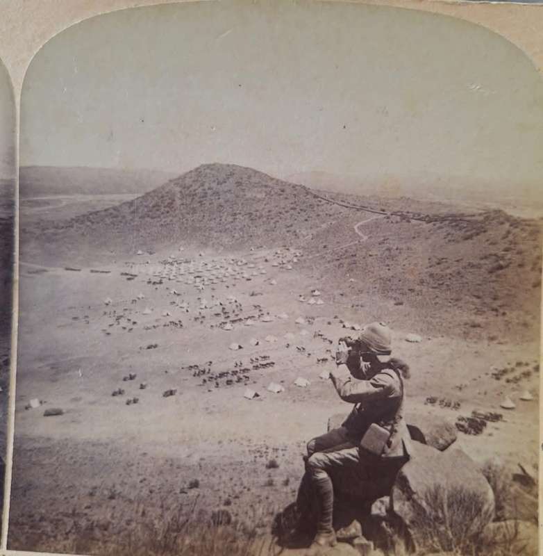 BOER WAR ERA - UNDERWOOD & UNDERWOOD STEREOSCOPE CARD (12th BRIGADE CAMP)
