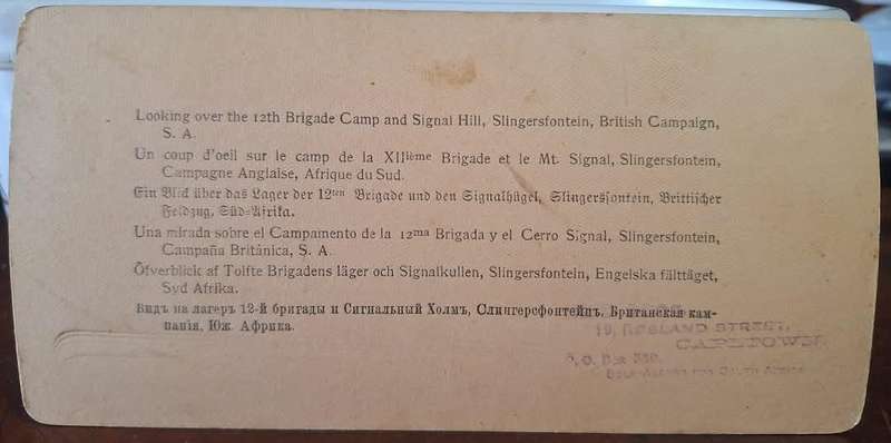 BOER WAR ERA - UNDERWOOD & UNDERWOOD STEREOSCOPE CARD (12th BRIGADE CAMP)