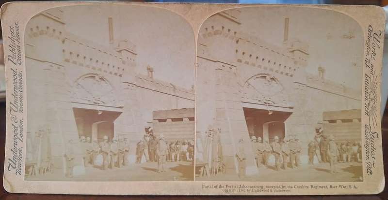 BOER WAR ERA - UNDERWOOD & UNDERWOOD STEREOSCOPE CARD (JOHANNESBURG FORT)