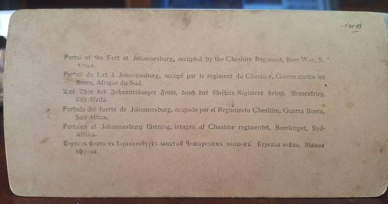 BOER WAR ERA - UNDERWOOD & UNDERWOOD STEREOSCOPE CARD (JOHANNESBURG FORT)