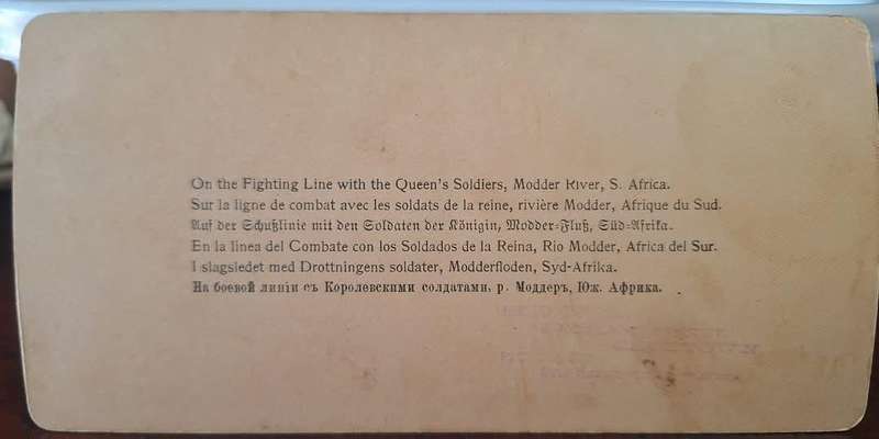 BOER WAR ERA - UNDERWOOD & UNDERWOOD STEREOSCOPE CARD (ON THE FIGHTING LINE)