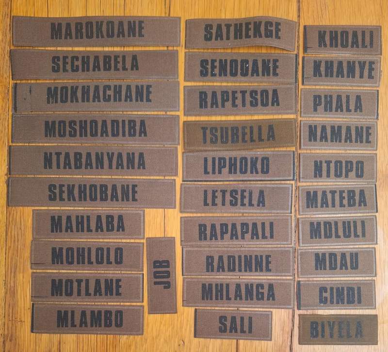 SADF - LOT OF 31 X NUTRIA NAME TAGS .