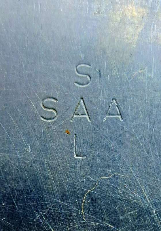 Vintage South African Airlines stainless steel food canteen with lid.  25cm by 15cm by 7cm.