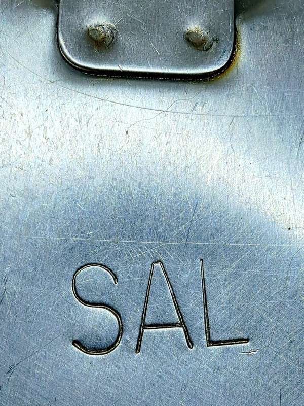 Vintage South African Airlines stainless steel food canteen with lid.  25cm by 15cm by 7cm.