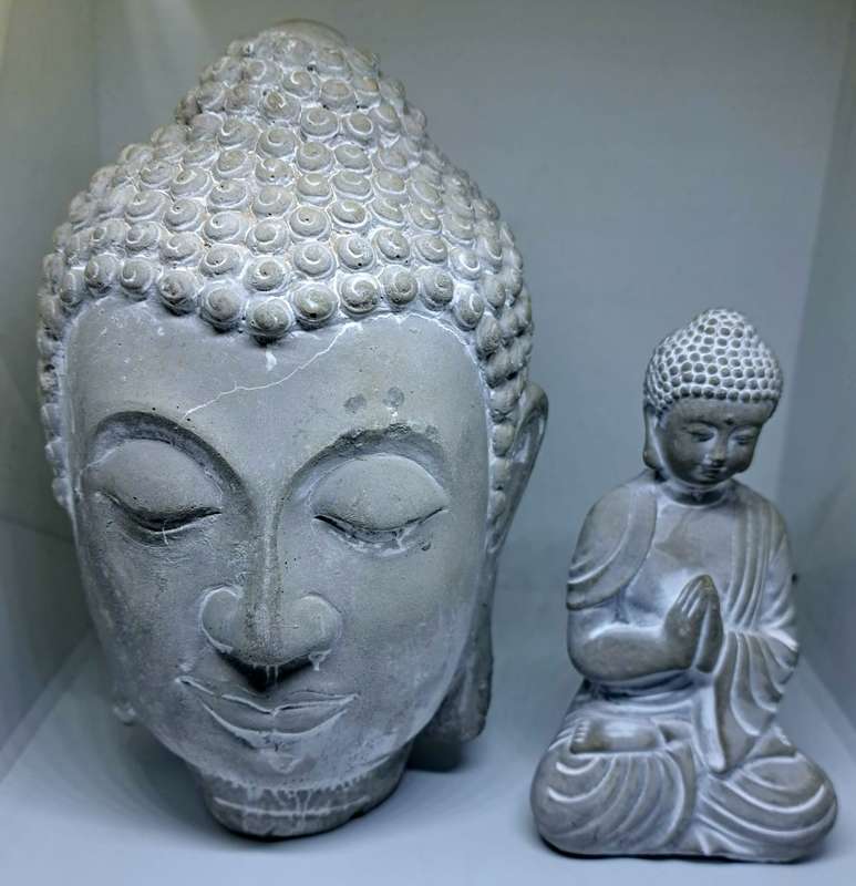 Gorgeous Oriental Solid Stone Buddha statue set - Heavy