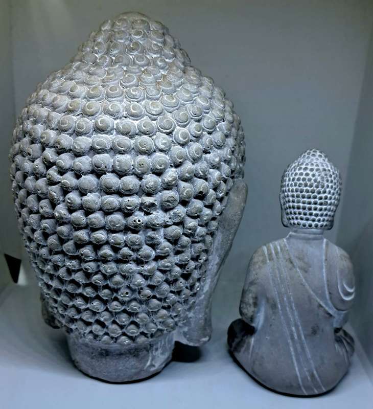 Gorgeous Oriental Solid Stone Buddha statue set - Heavy