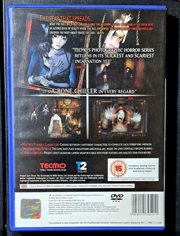 Super Rare - PS2 - PlayStation 2 - 2005 Project Zero 3 - The Tormented - Complete NM