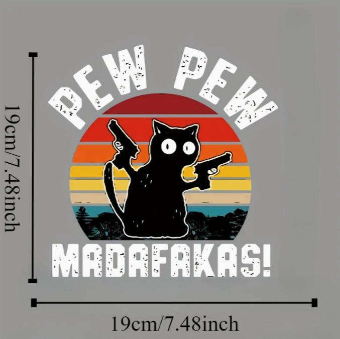 Custom High Quality A-Washable Vinyl Decal Polycot T-shirts 180gsm-200gsm - Pew Pew Kitty