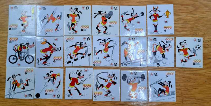 Very Rare 27 x Vintage Caltex Olympic & Disney Stickers With Vintage  "Hou Koers Met Caltex" Booklet