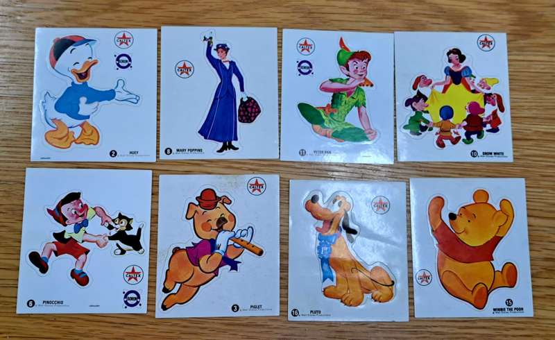 Very Rare 27 x Vintage Caltex Olympic & Disney Stickers With Vintage  "Hou Koers Met Caltex" Booklet