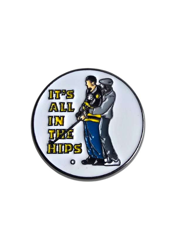 Golf Ball Marker with Magnetic Hat Clip - Happy Gilmore Themed - It's All In The Hips - Great Gift