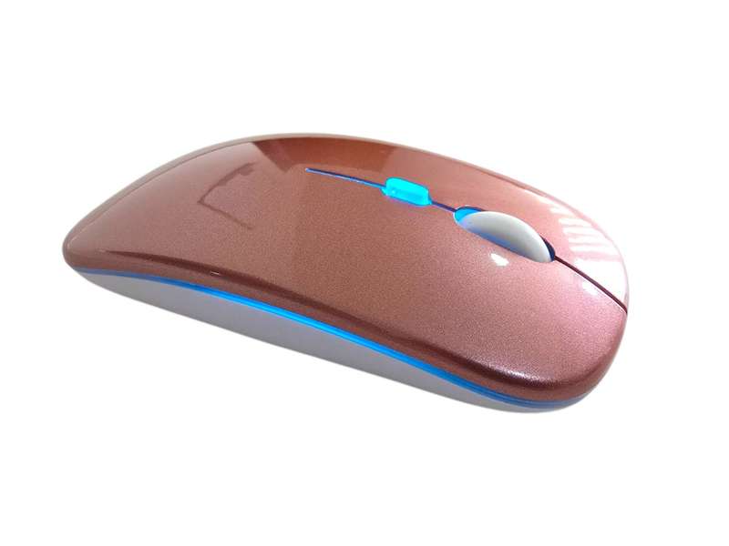 Rose Gold - Wireless 2.4Ghz Mouse - Rechargable - Gloss Finish LED Illuminated with USB Receiver