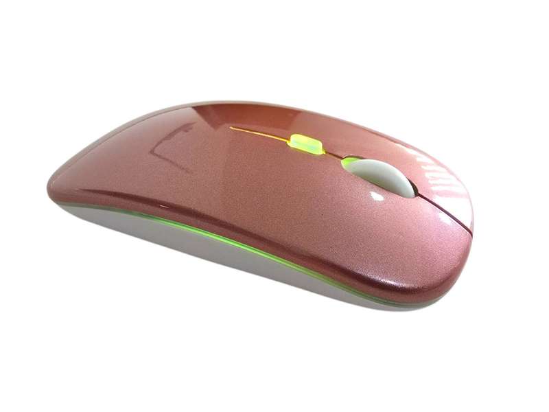 Rose Gold - Wireless 2.4Ghz Mouse - Rechargable - Gloss Finish LED Illuminated with USB Receiver