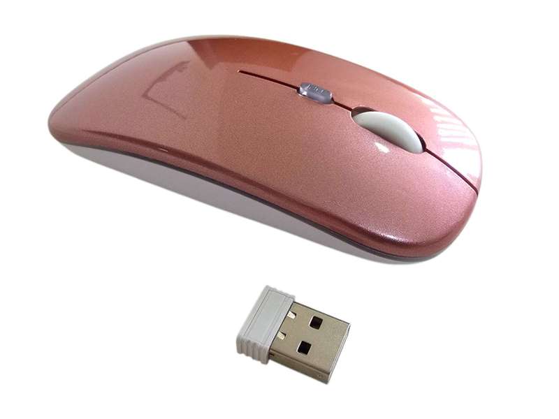 Rose Gold - Wireless 2.4Ghz Mouse - Rechargable - Gloss Finish LED Illuminated with USB Receiver