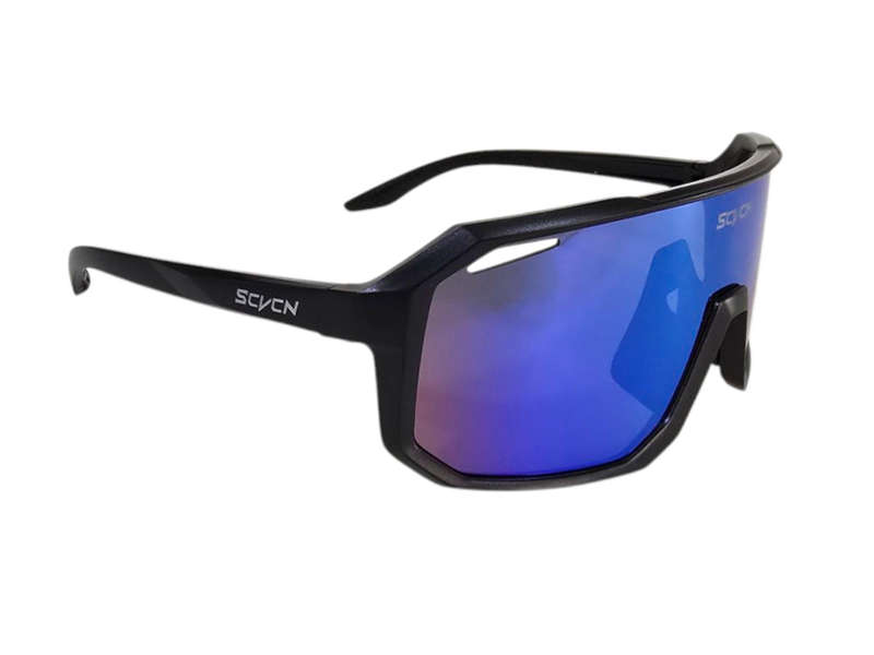 SCVCN Sport Sunglasses - Black Frame with Blue/Green Single Lens (Last Pair)