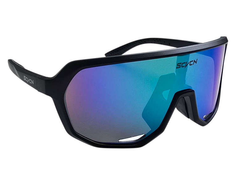 (Last Pair) SCVCN Sport Sunglasses - Black Frame "Blue/Purple/Green" Lens