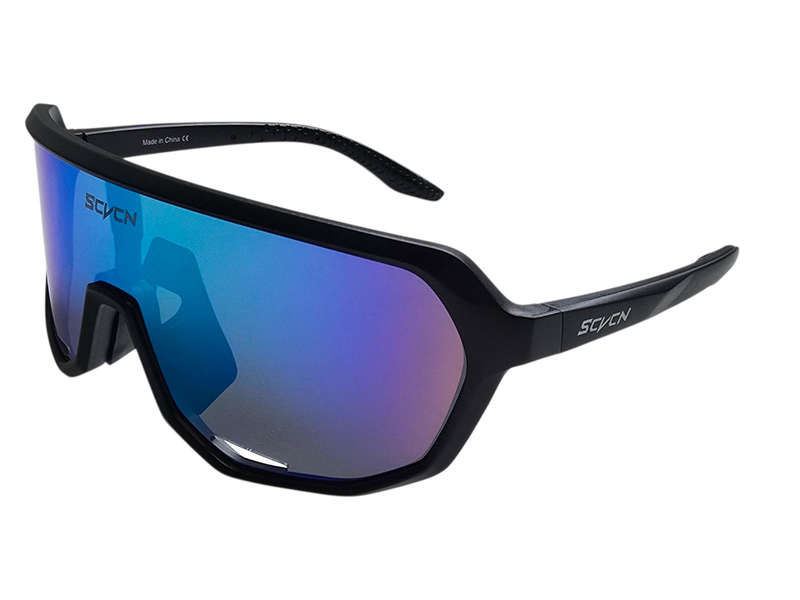 (Last Pair) SCVCN Sport Sunglasses - Black Frame "Blue/Purple/Green" Lens