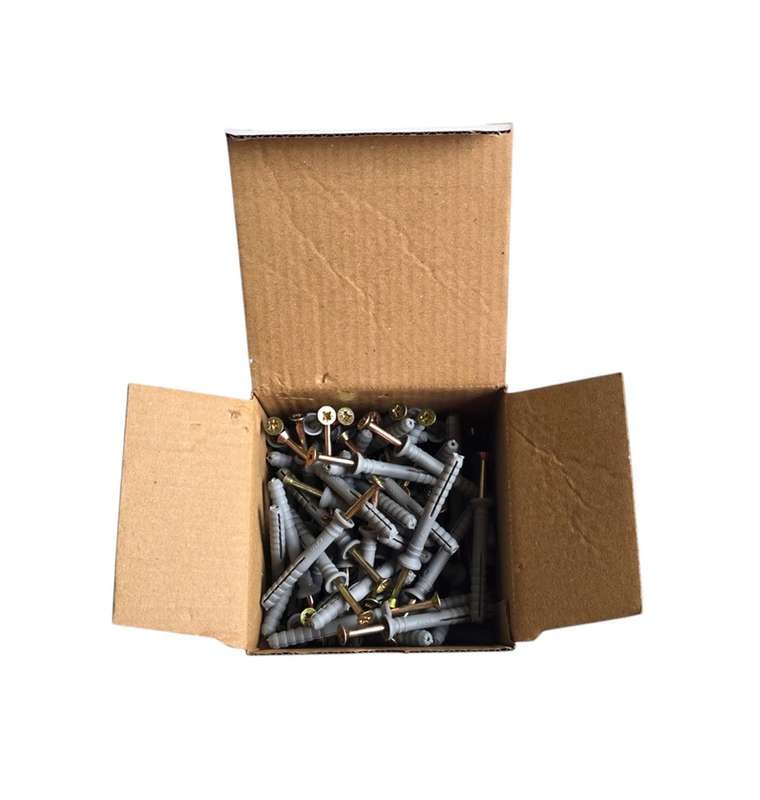 Nail-In Anchor (Wall Plug & Screw) 6x50mm Bulk Pack of 100