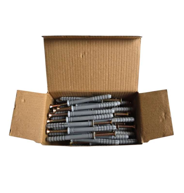 Nail-In Anchor (Wall Plug & Screw) 8x80mm Bulk Pack of 50