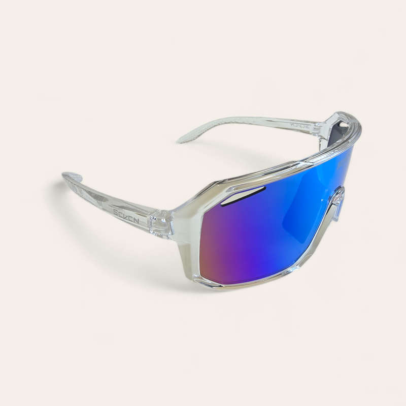 SCVCN Cycling / Cricket Sport Sunglasses Clear Frame "Blue/Green" Lens