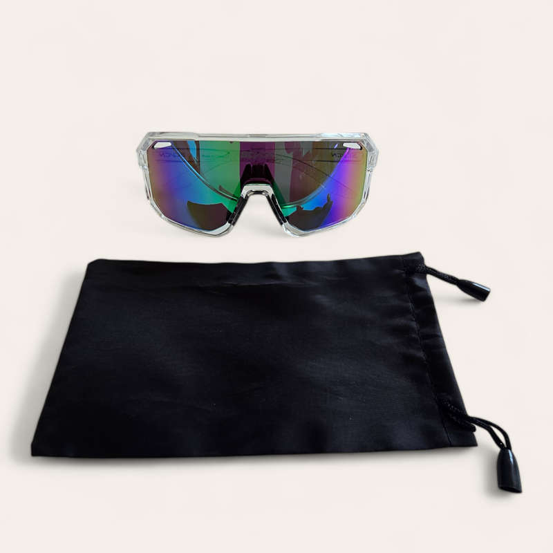 SCVCN Cycling / Cricket Sport Sunglasses Clear Frame "Blue/Green" Lens