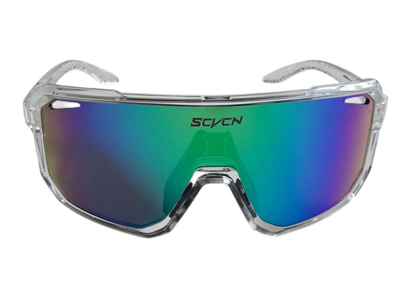 SCVCN Cycling / Cricket Sport Sunglasses Clear Frame "Blue/Green" Lens