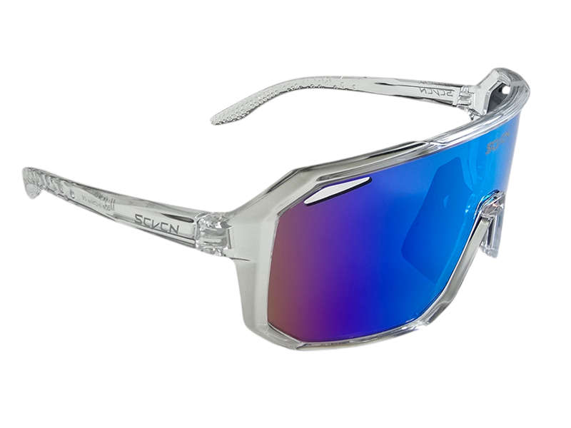 SCVCN Cycling / Cricket Sport Sunglasses Clear Frame "Blue/Green" Lens