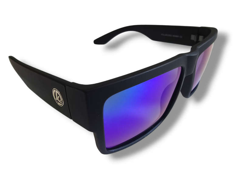 KDEAM High Quality Polarized Men's Classic Square Sunglasses - Matte Black - Green Multi Colour Lens