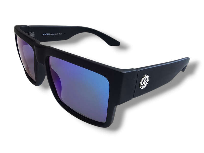 KDEAM High Quality Polarized Men's Classic Square Sunglasses - Matte Black - Green Multi Colour Lens