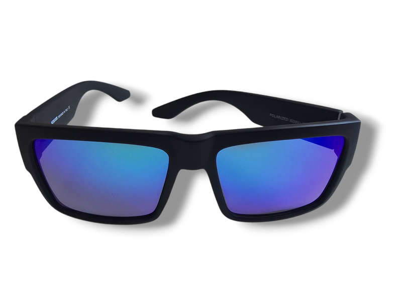 KDEAM High Quality Polarized Men's Classic Square Sunglasses - Matte Black - Green Multi Colour Lens