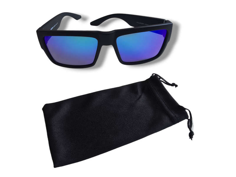 KDEAM High Quality Polarized Men's Classic Square Sunglasses - Matte Black - Green Multi Colour Lens