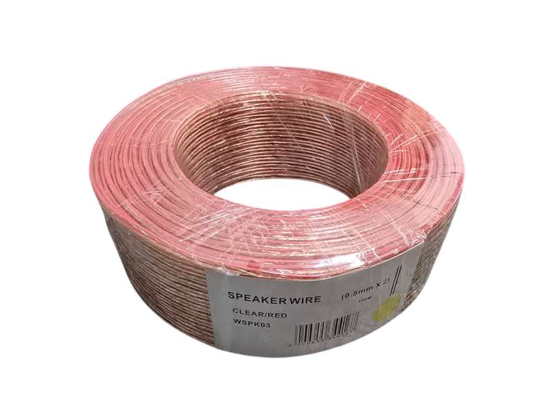 Speaker Wire / Rip Cord Clear/Red 100m Roll 0.5mm