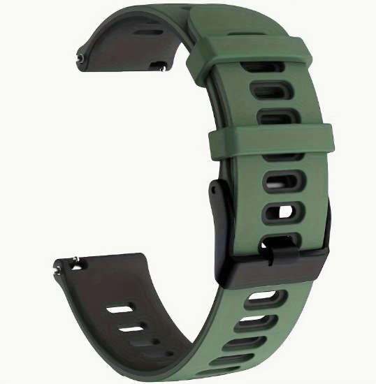 Smart Watch Rubber Band Replacement - 22mm Army Green/Black - Samsung/Huawei/Xiaomi
