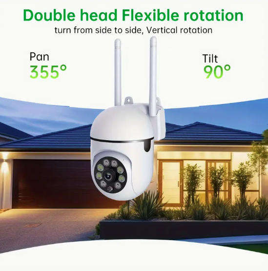 HD Smart PTZ Security Camera with Wireless WiFi, Night Vision, Motion Detection - App Control